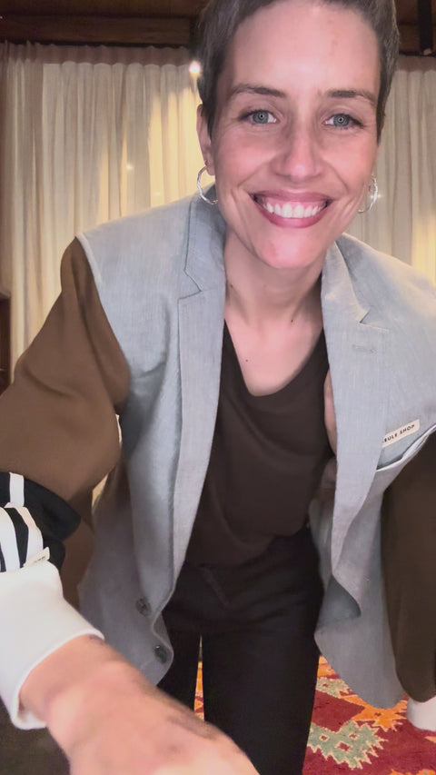 Blazer pièce unique XIV - koffie met linnen