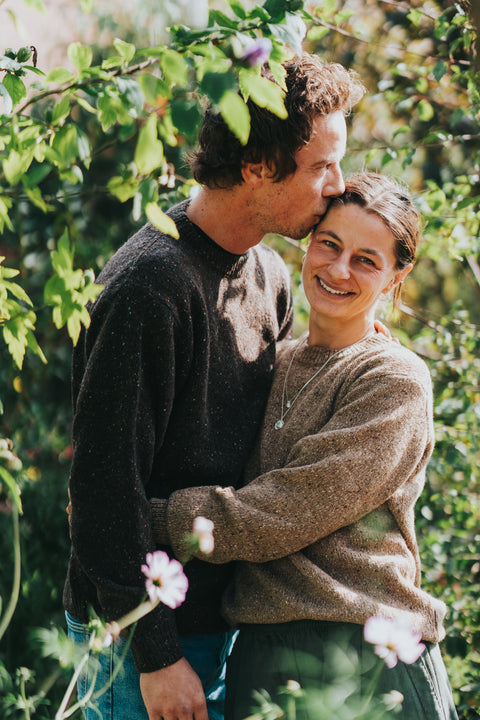 Gespikkelde sweater uit wol - speckled beige