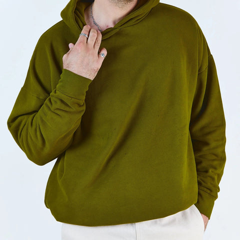 Sweater met kap uit biokatoen - fir green