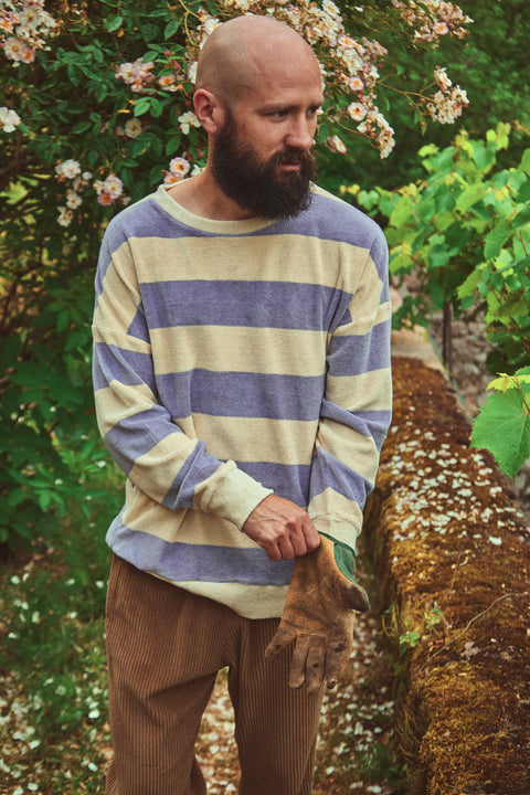 Sweater uit spons met paarse streepjes (uniseks model)