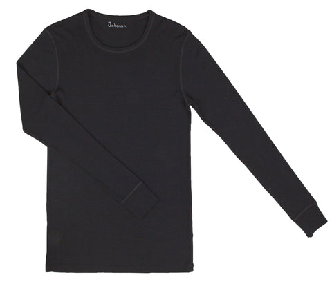 Uniseks shirt met lange mouwen uit wol - zwart
