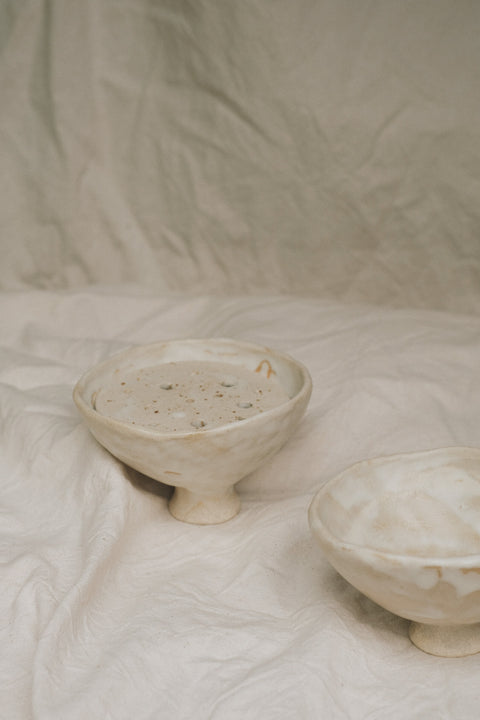White lotus ikebana bowl
