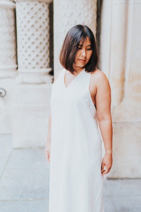 Elegante linnen jurk - wit