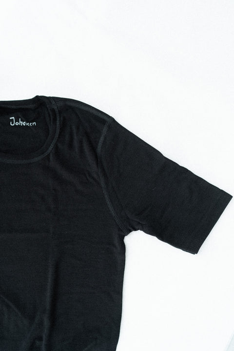 Wollen T-shirt uniseks tot XXL - zwart