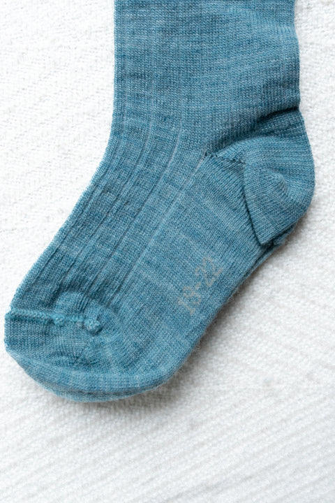 Dunne wollen sokken - appelblauwzeegroen (tot 38)