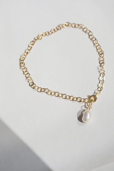 Mini Chain Pearl Bracelet - verguld