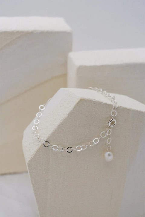 Mini Chain Pearl Bracelet - zilver