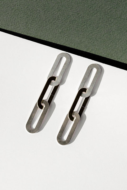 Oval Link Earrings (paar) - zilver